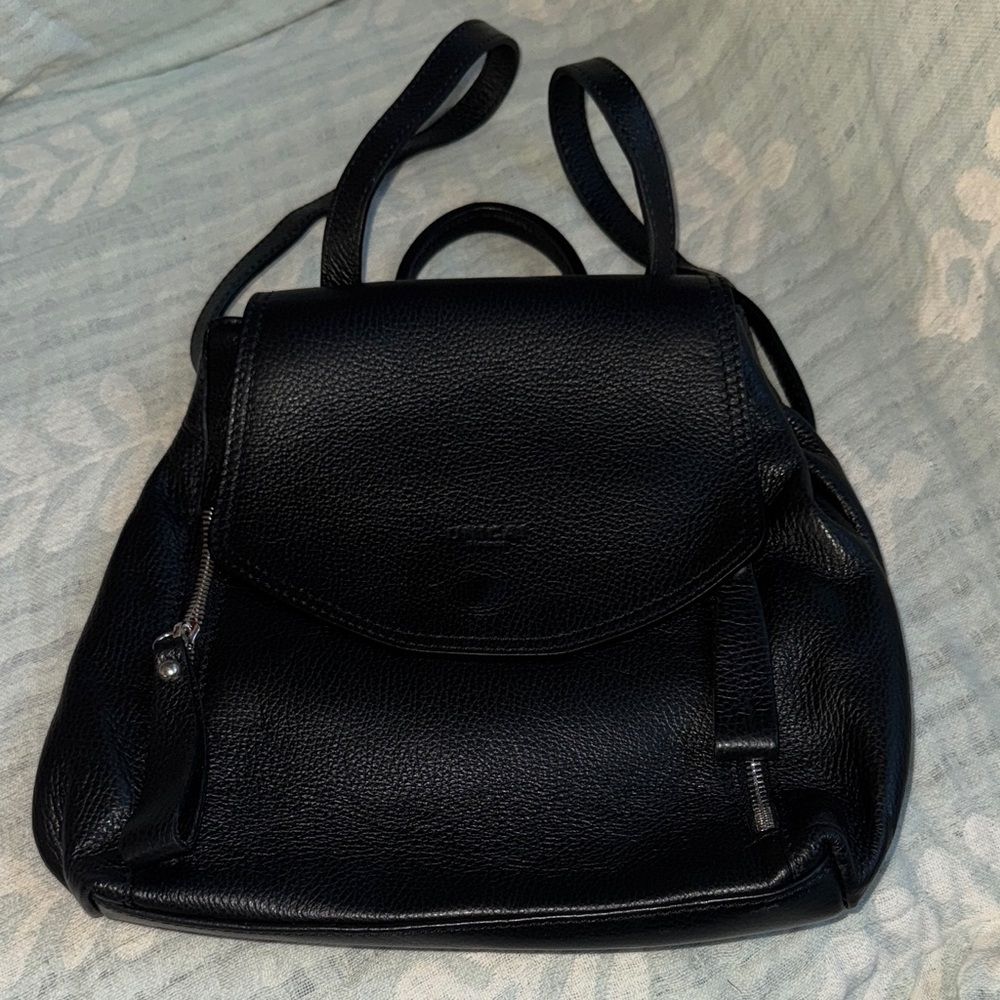 Unica Firenze Black Italian Leather Backpack